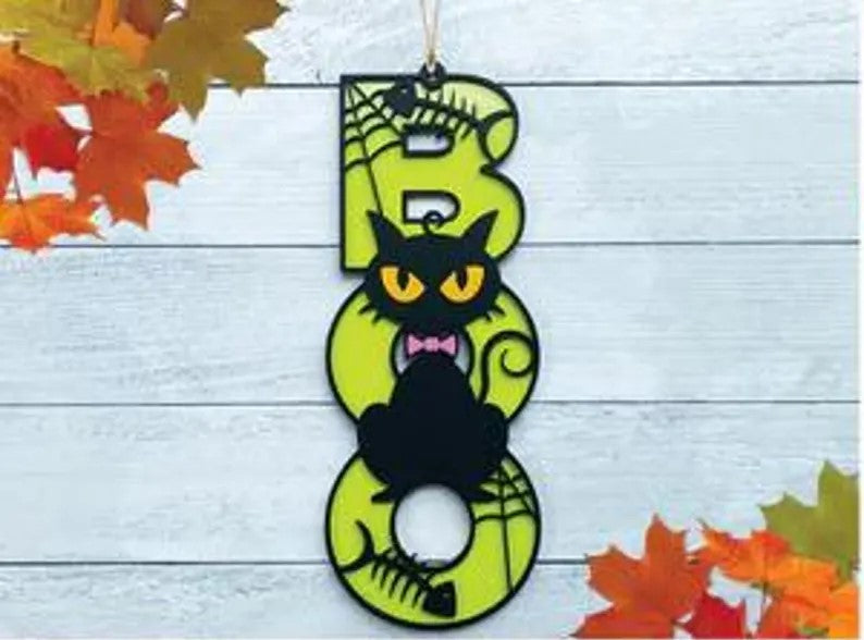 Halloween Door Sign (Multiple Options); Boo Bee Sign; Ghost Bee Sign; Halloween Boo Bees; Halloween Bee Decoration; Boo Sign; Bumblebee Sign