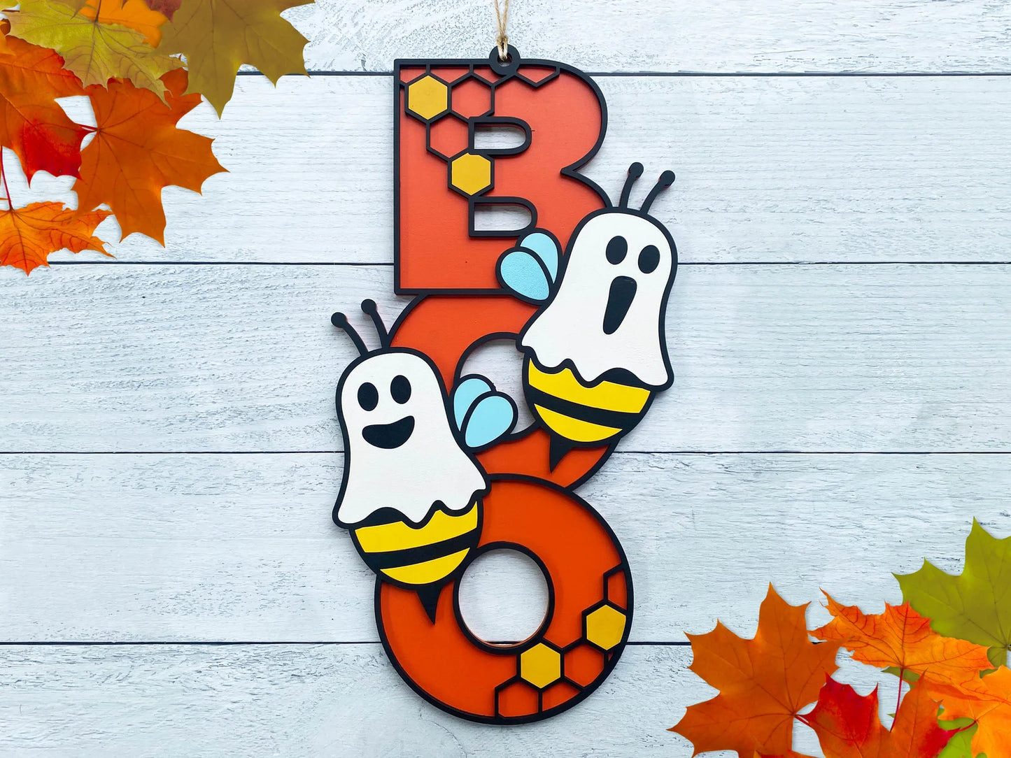 Halloween Door Sign (Multiple Options); Boo Bee Sign; Ghost Bee Sign; Halloween Boo Bees; Halloween Bee Decoration; Boo Sign; Bumblebee Sign