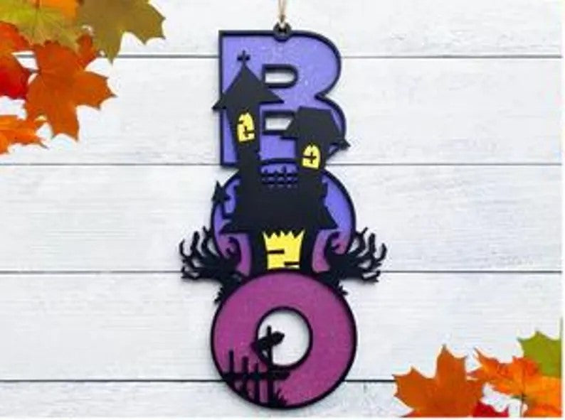 Halloween Door Sign (Multiple Options); Boo Bee Sign; Ghost Bee Sign; Halloween Boo Bees; Halloween Bee Decoration; Boo Sign; Bumblebee Sign